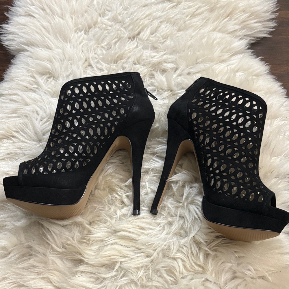 Aldo Black Suede Heeled Boots